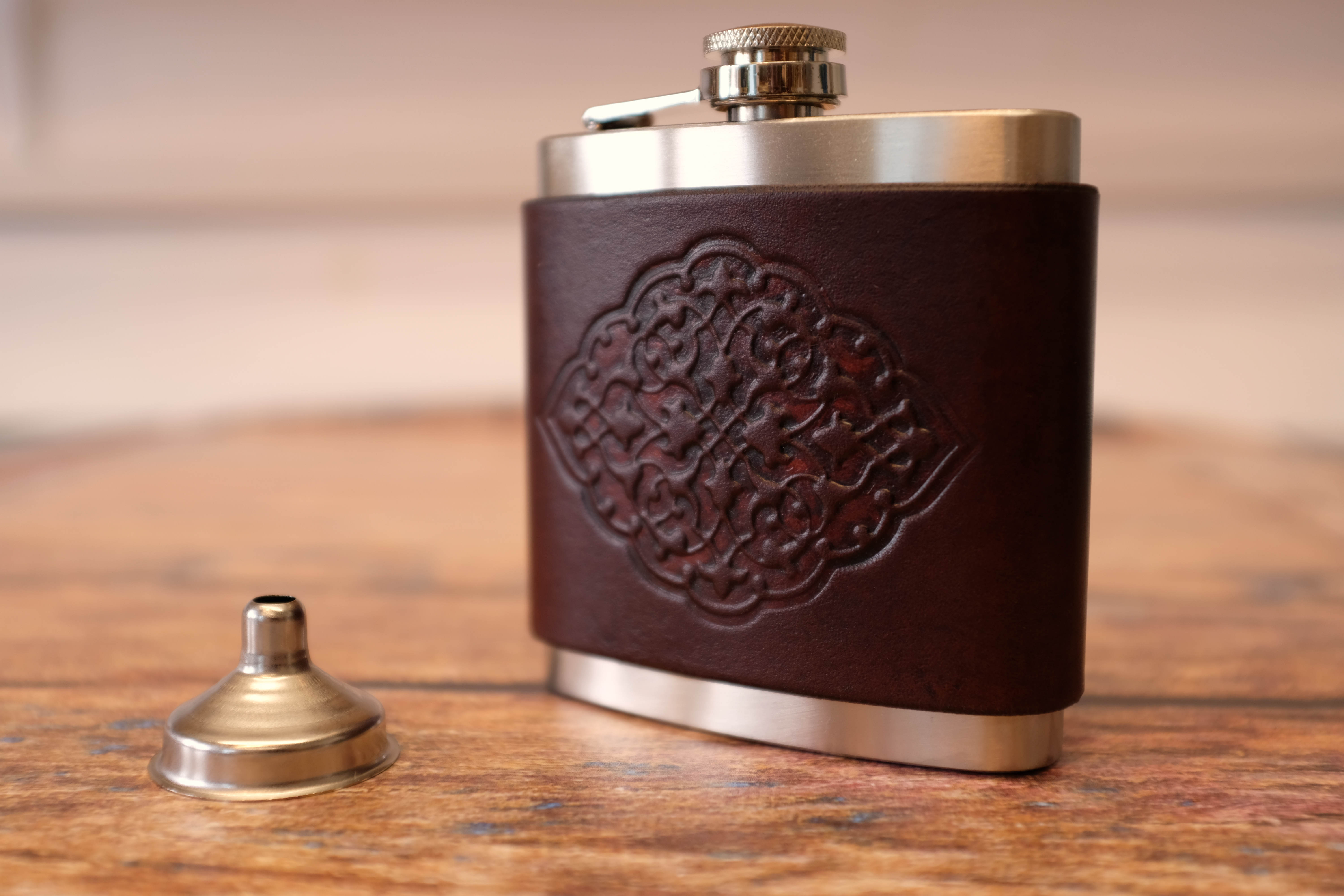 Hand Dyed Leather Flask 6oz