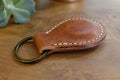 Padded Leather Key Fob with Stitched Detail - photo 5