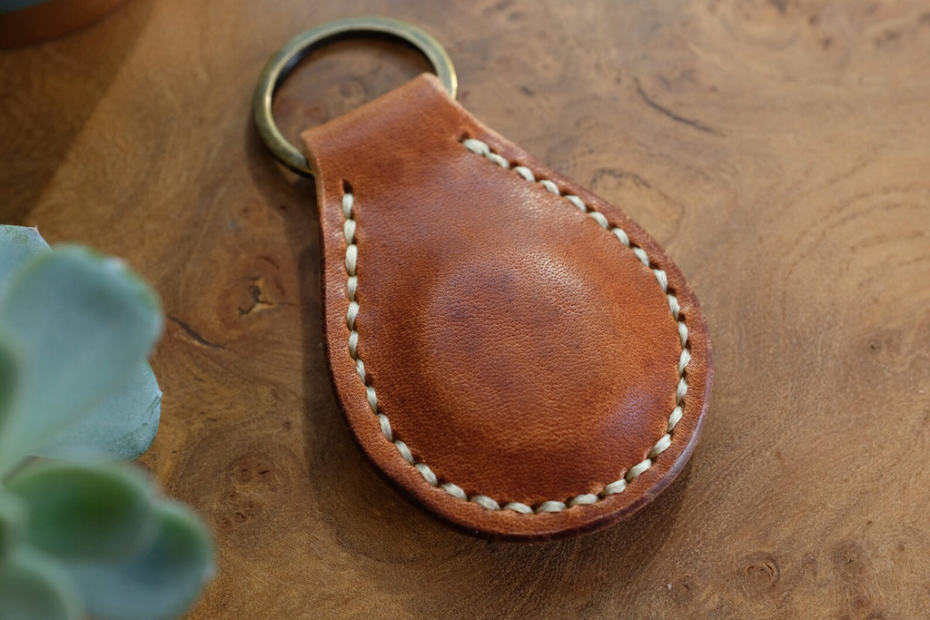 Padded Horween Leather Key Fob with Stitched Detail