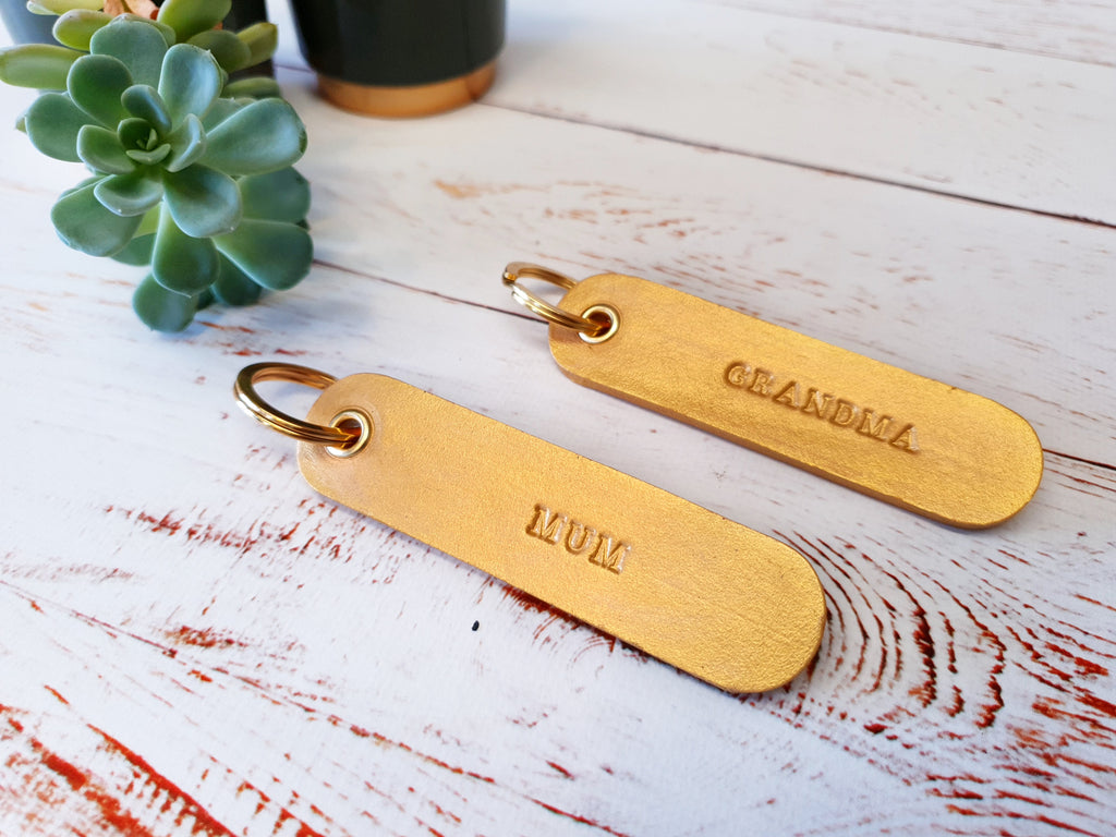Personalised Gold Leather Key Fob