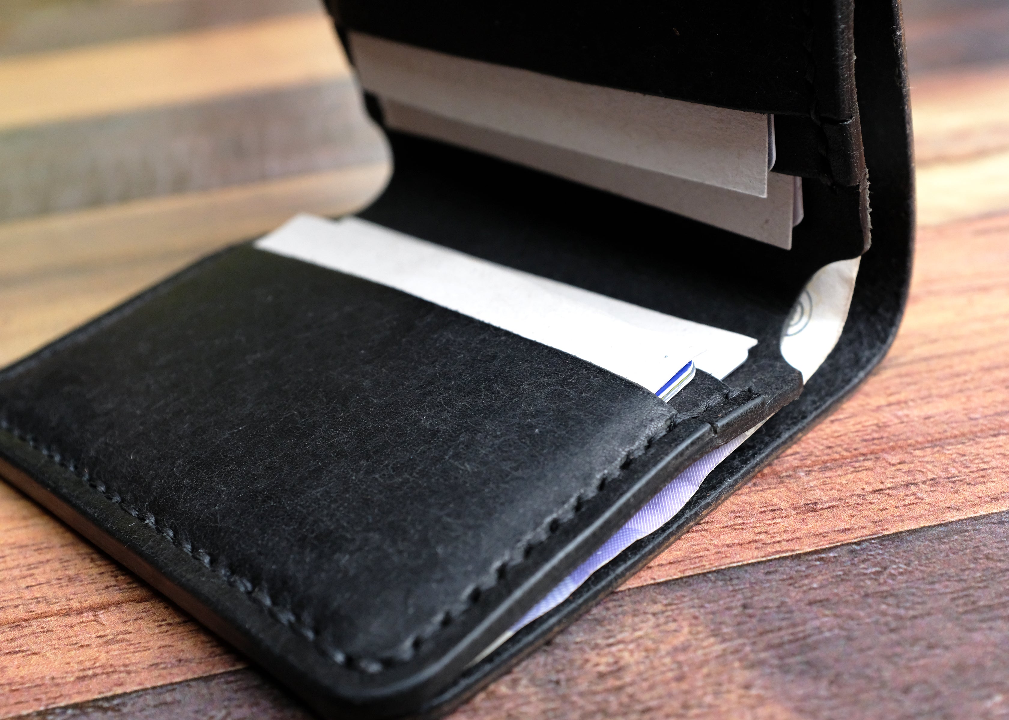 Italian Leather Bi-fold Wallet - Black