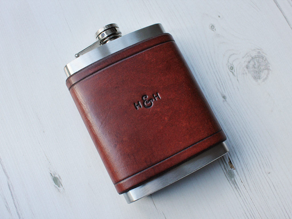 Leather Flask 8oz - Brown - Hide & Home - 3