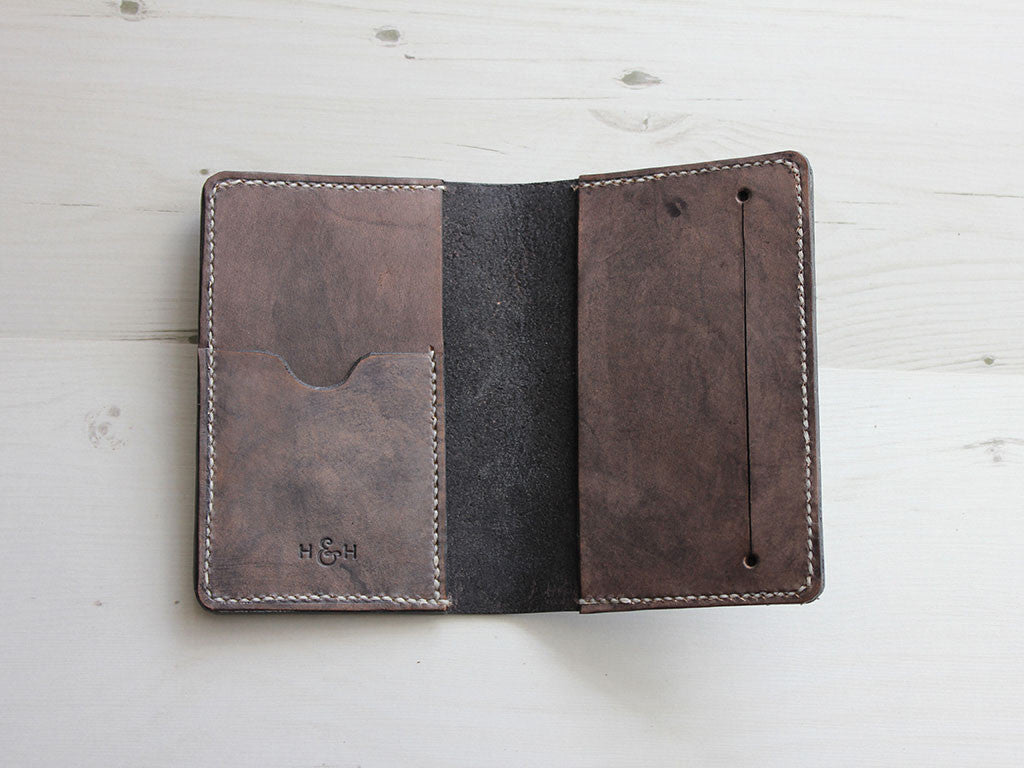 Leather Notebook Cover A6 - Slate Grey - Hide & Home - 2