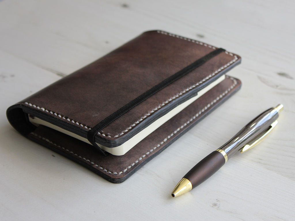 Leather Notebook Cover A6 - Slate Grey - Hide & Home - 1