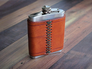Leather Flask 8oz - Tan - Hide & Home - 1