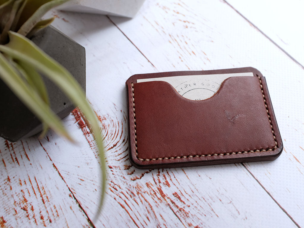 Italian Leather Slim Card Holder - Brown