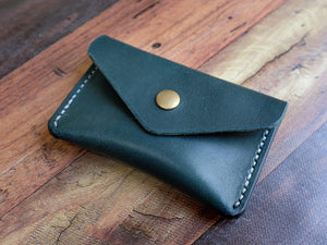 Italian Leather Button Wallet - Blue