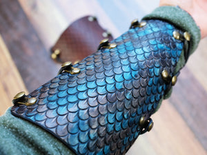 Hand Dyed Leather Dragon Scale Bracer