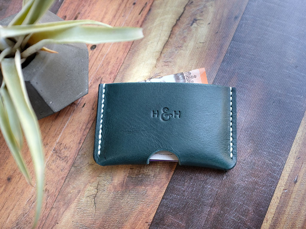 Italian Leather Card Holder - Blue
