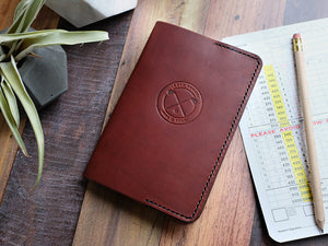 Italian Leather Golf Scorecard Holder - Brown