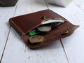 Italian Leather Button Wallet - Brown - photo 3
