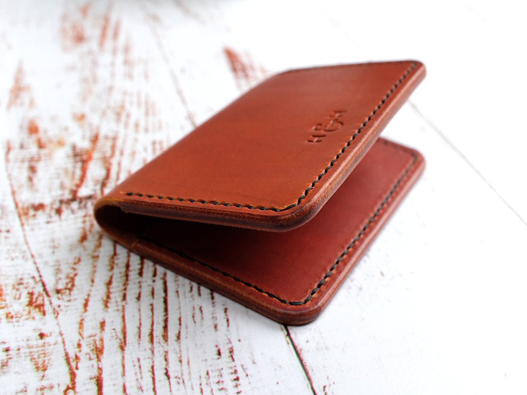 Italian Leather Folding Card Wallet - Tan
