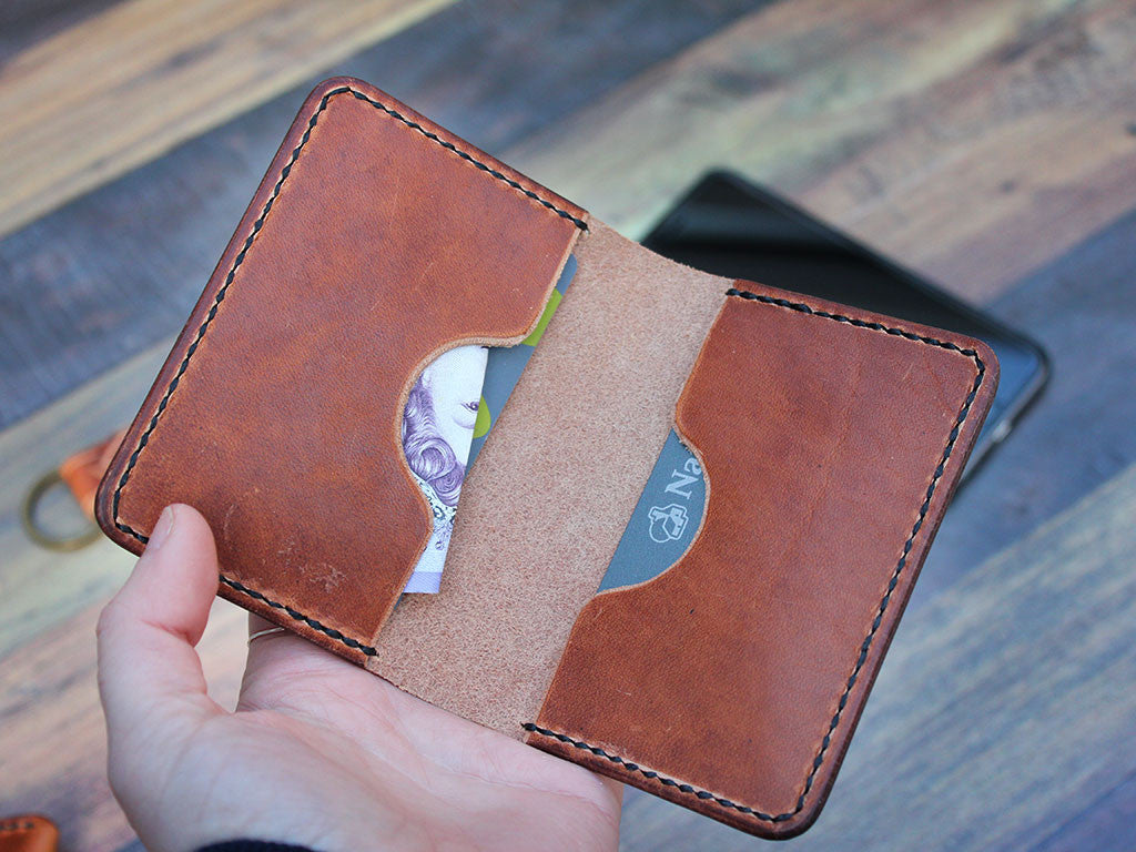 Slim Folding Leather Card Wallet - Horween Dublin