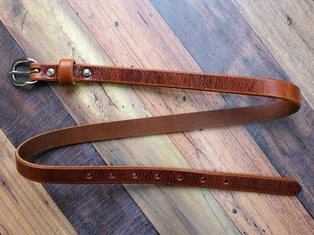 Skinny Leather Belt 20mm with Steel Buckle