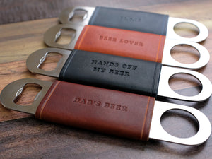 Bottle Opener With Personalised Leather Jacket