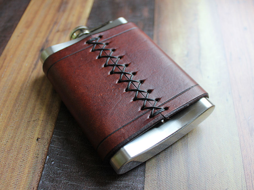 Leather Flask 8oz - Brown