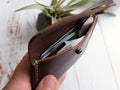 Italian Leather Button Wallet - Brown - photo 6
