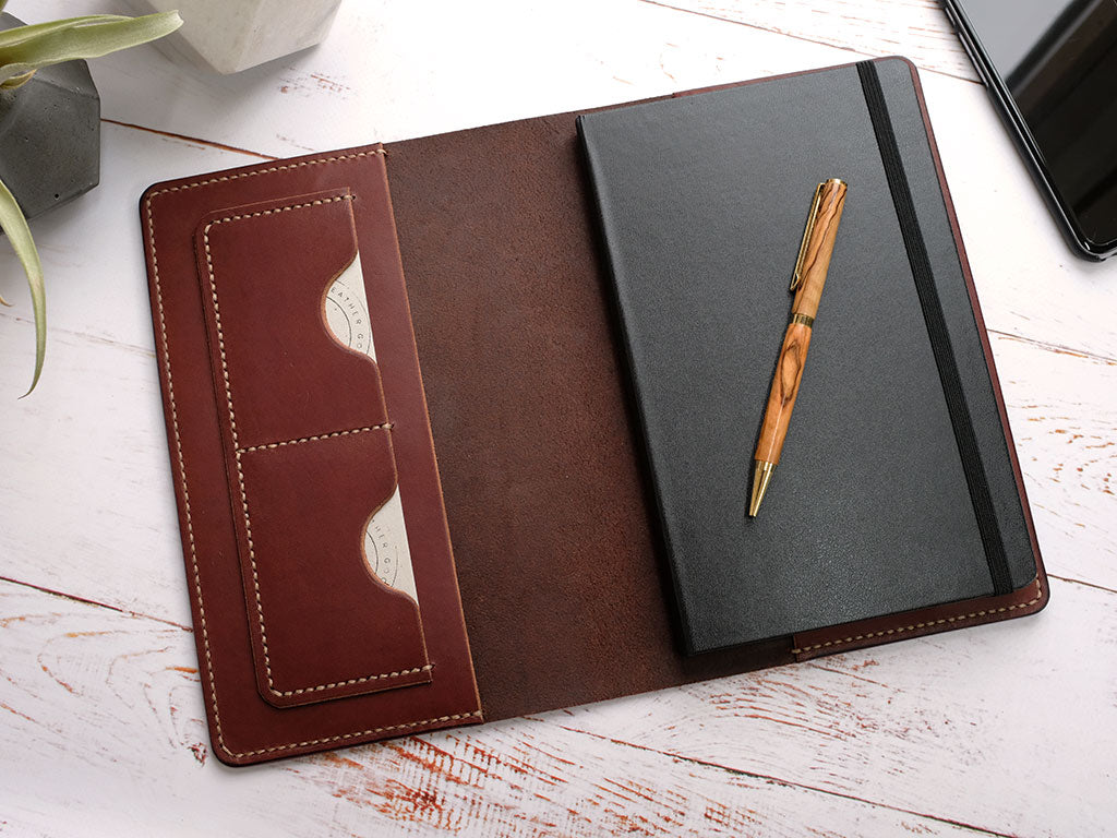 Italian Leather Notebook Cover A5 - Brown