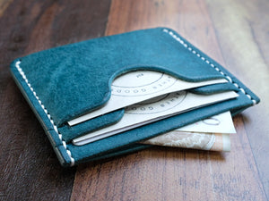 Italian Leather Pocket Wallet - Turquoise
