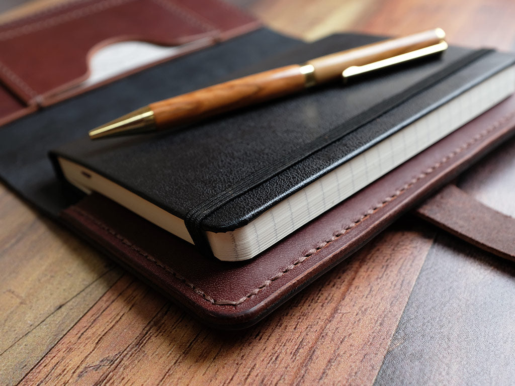 Italian Leather Notebook Cover A6 - Contrast