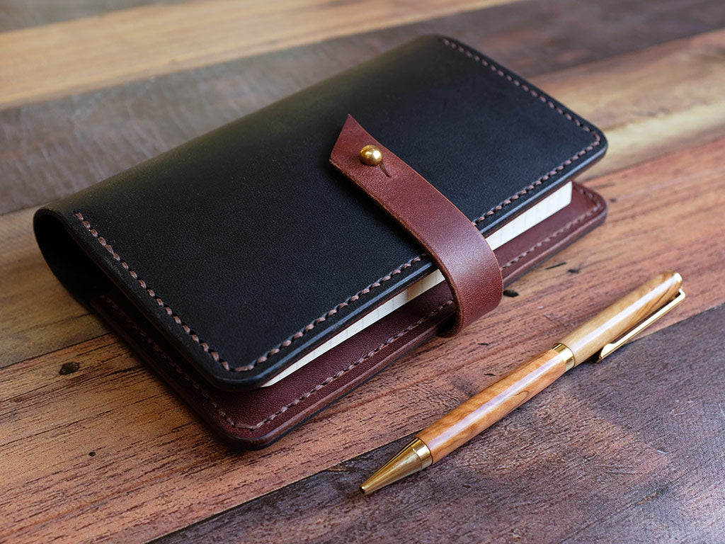 Italian Leather Notebook Cover A6 - Contrast