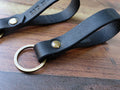 Set of Two Italian Leather Keyrings - Black - photo 3