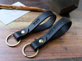 Set of Two Italian Leather Keyrings - Black - photo 1