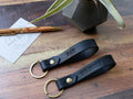 Set of Two Italian Leather Keyrings - Black - photo 4