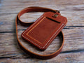 Leather ID Holder with Lanyard - Tan - photo 1