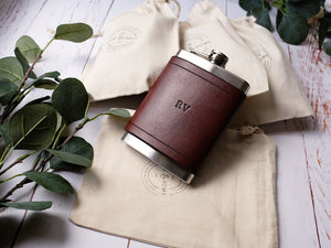 Leather Flask 8oz - Brown